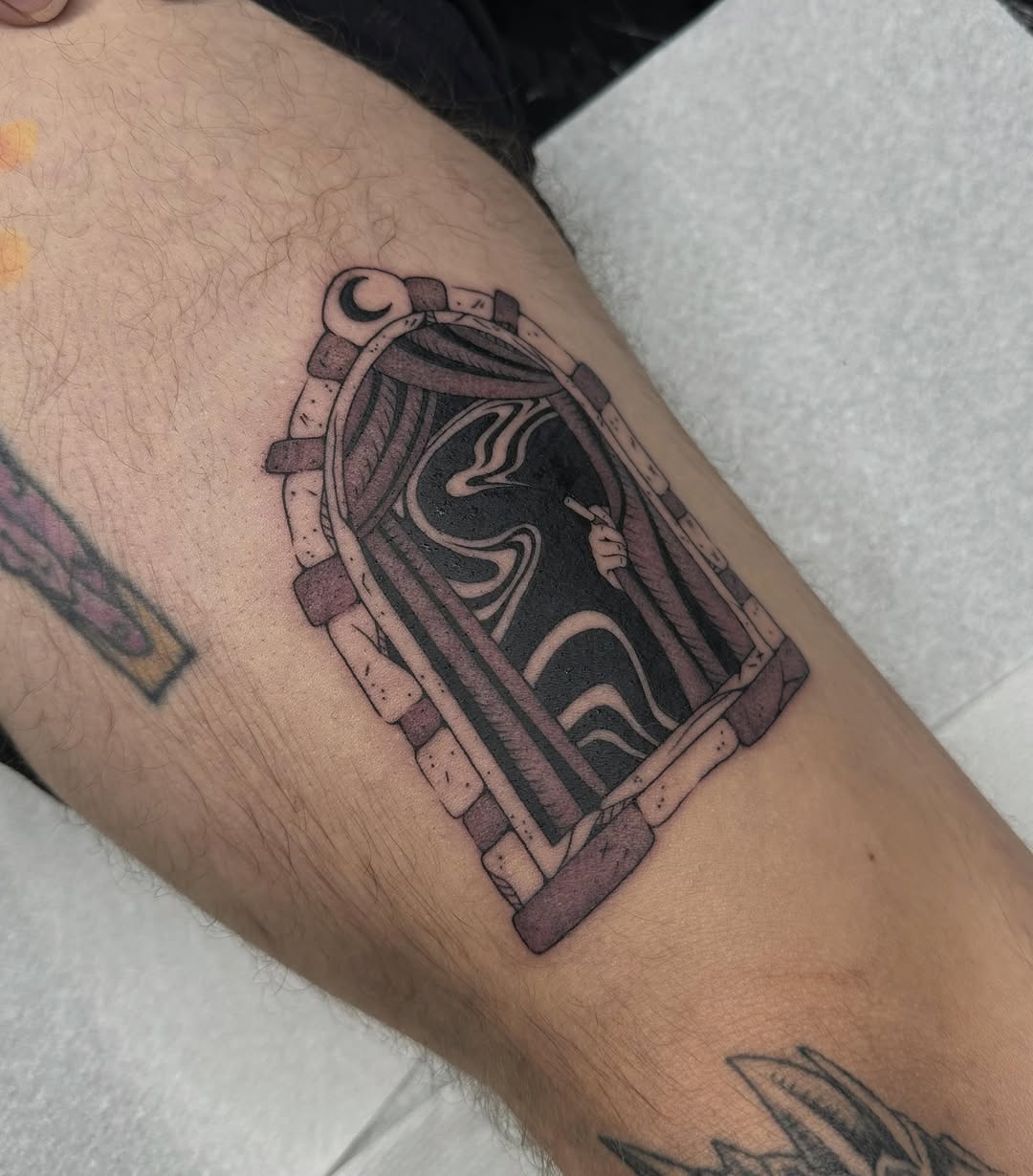 Tattoo by @fatalkatietattoo — black_and_grey, ornamental