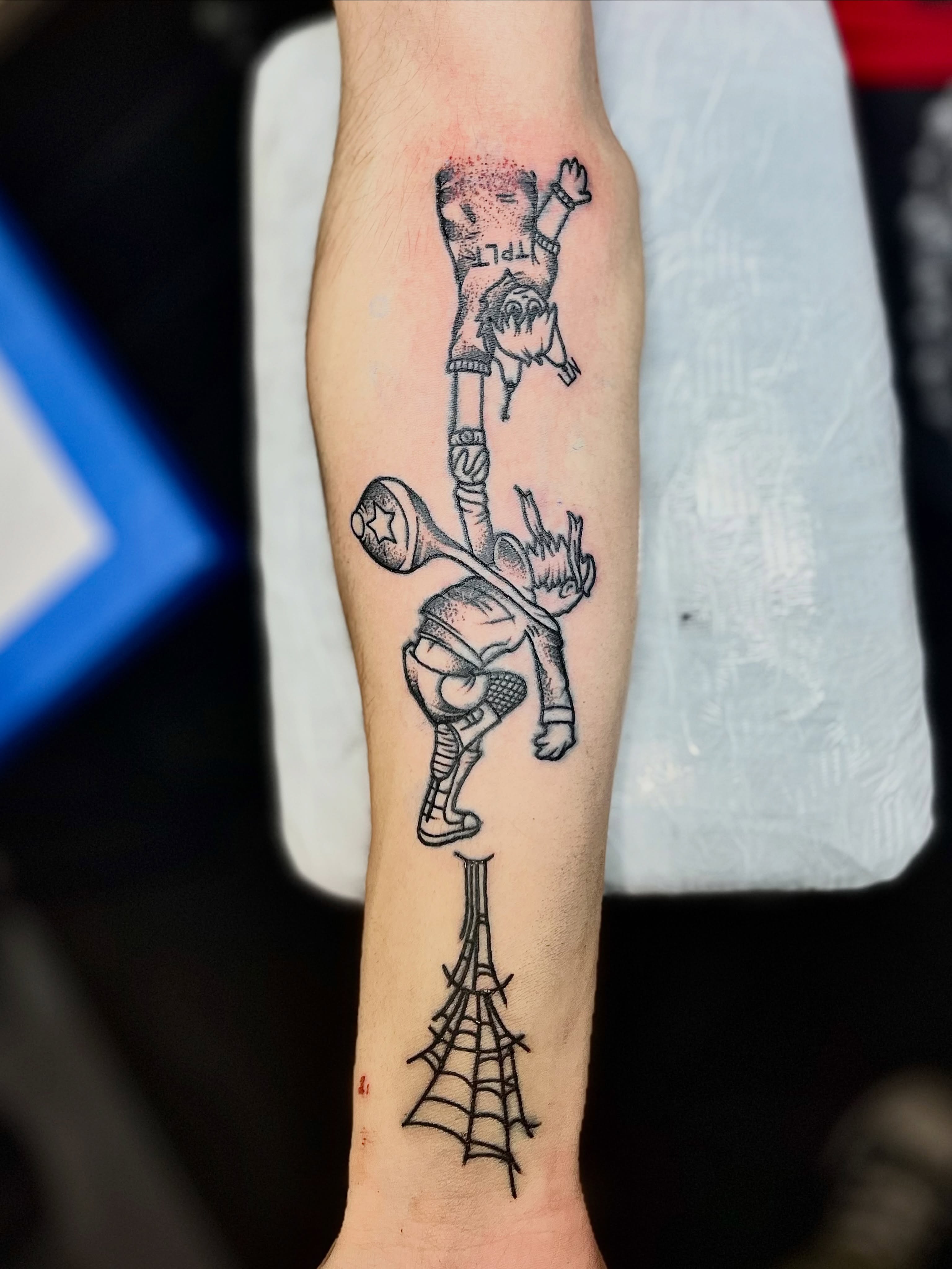 Tattoo by @cursedskintattoos — dotwork, black_and_grey
