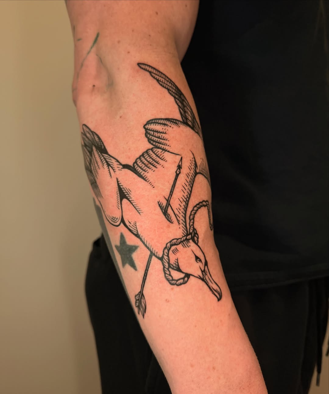 Tattoo by @stebie_inks — black_and_grey
