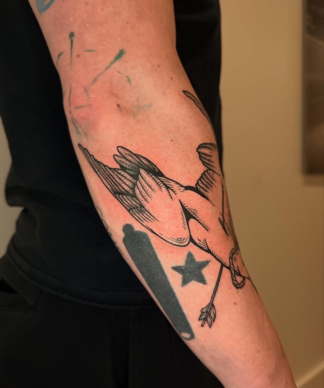 Tattoo by @stebie_inks — black_and_grey