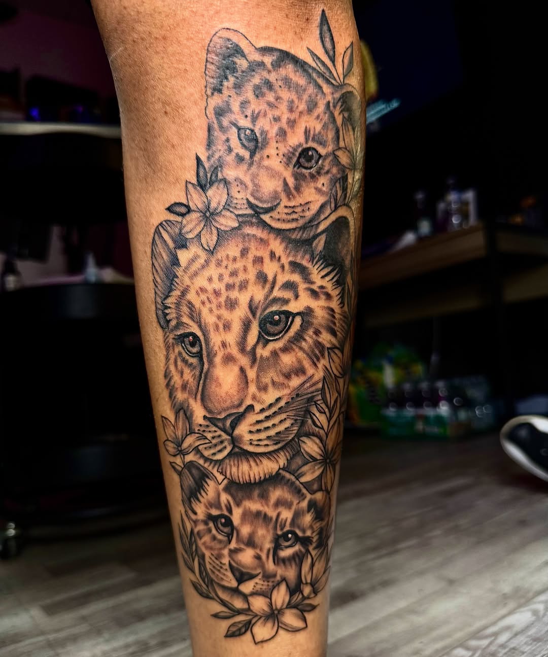 Leopards realism tattoo on the forearm by Left My Mark