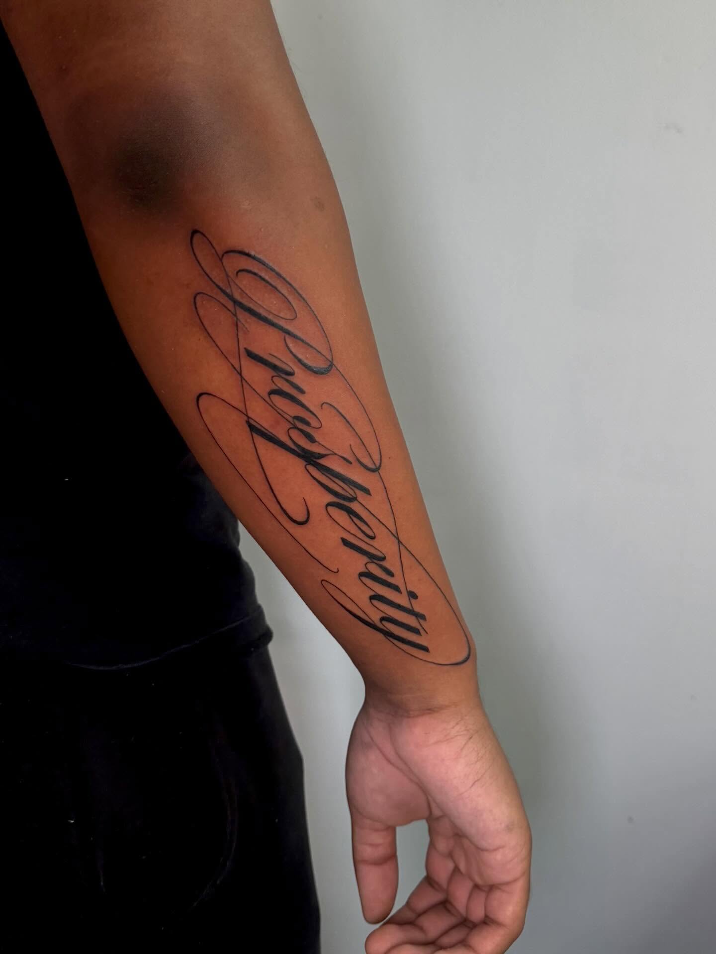 Tattoo by @markedbykris — lettering_script