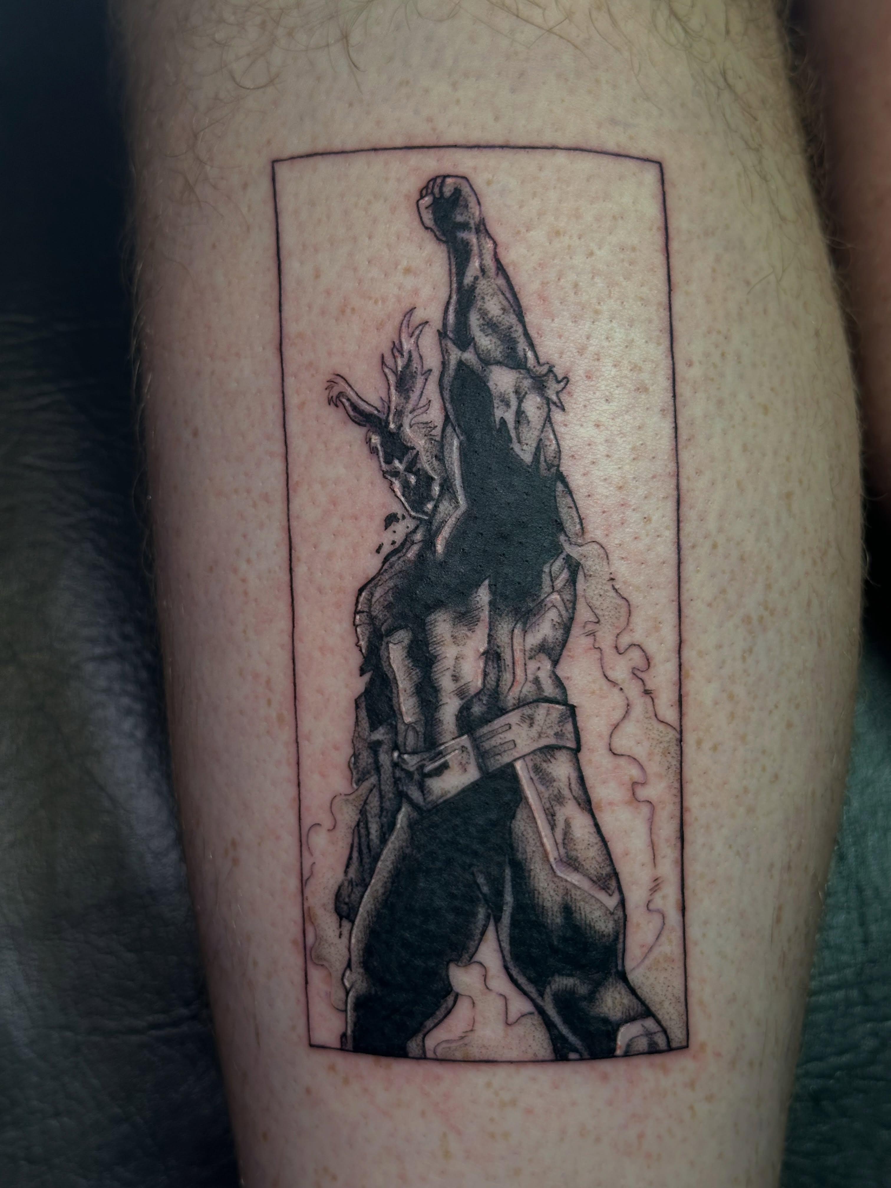 Muscular figure black and grey tattoo on the forearm by kennedy :) π±πΏ