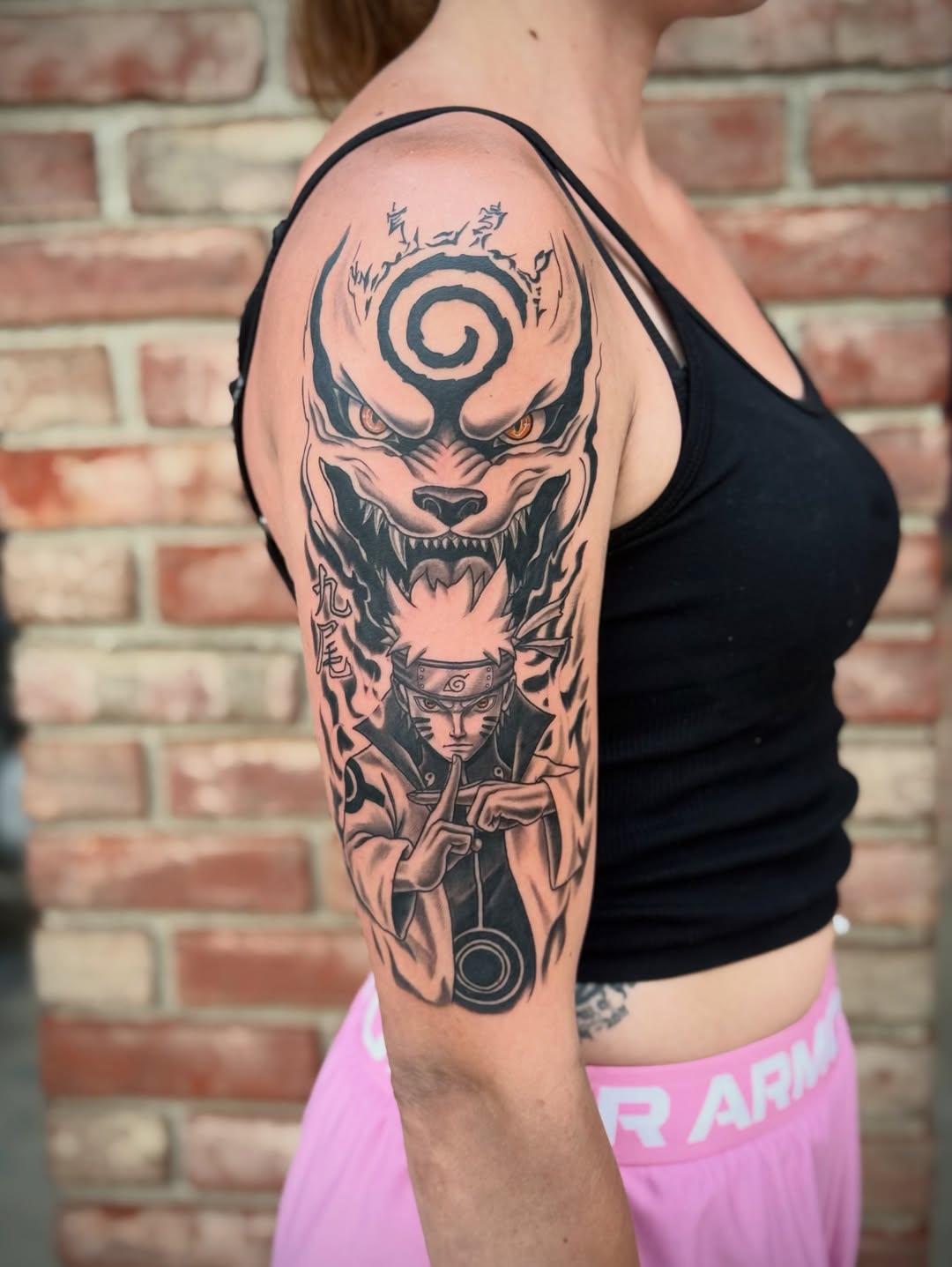 Tattoo by @goulish.tattoos — anime, black_and_grey