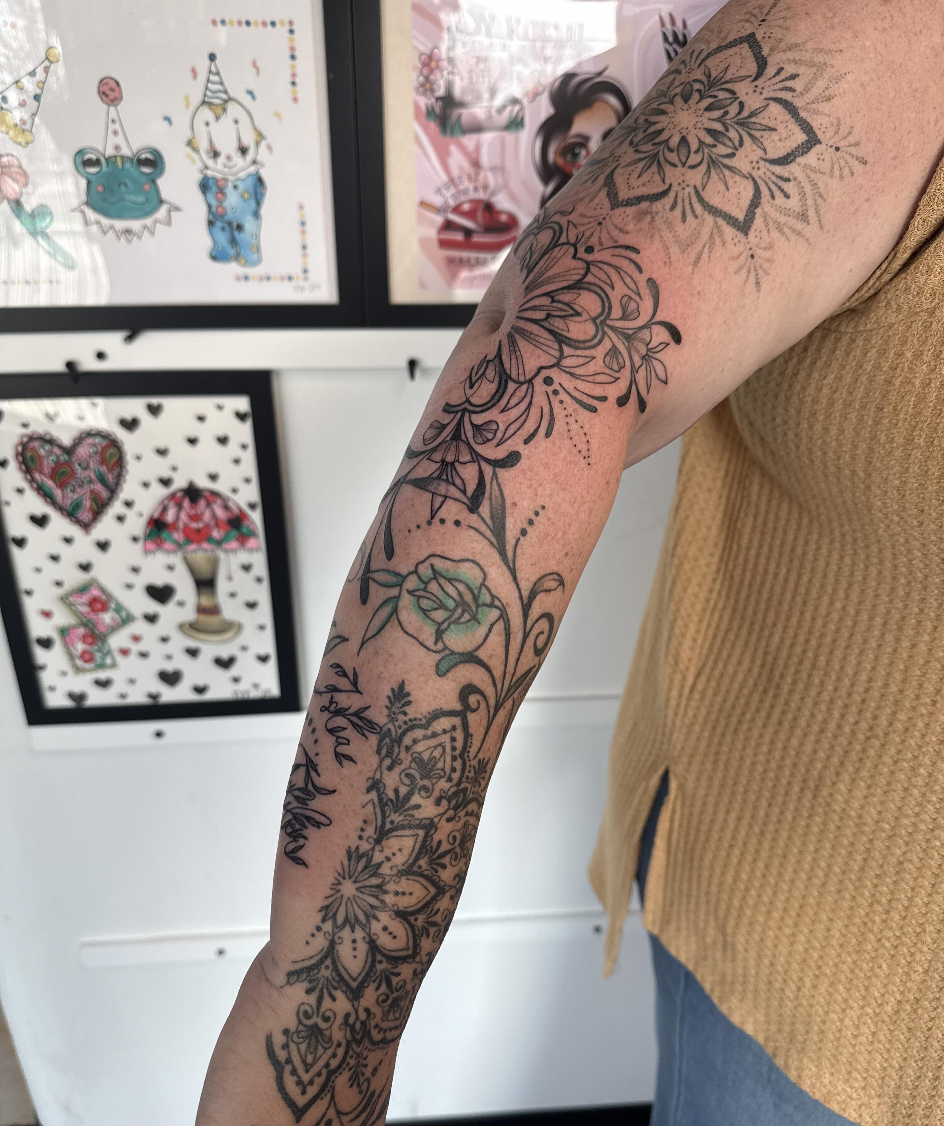 Tattoo by @inkedbydelaney — black_and_grey, ornamental