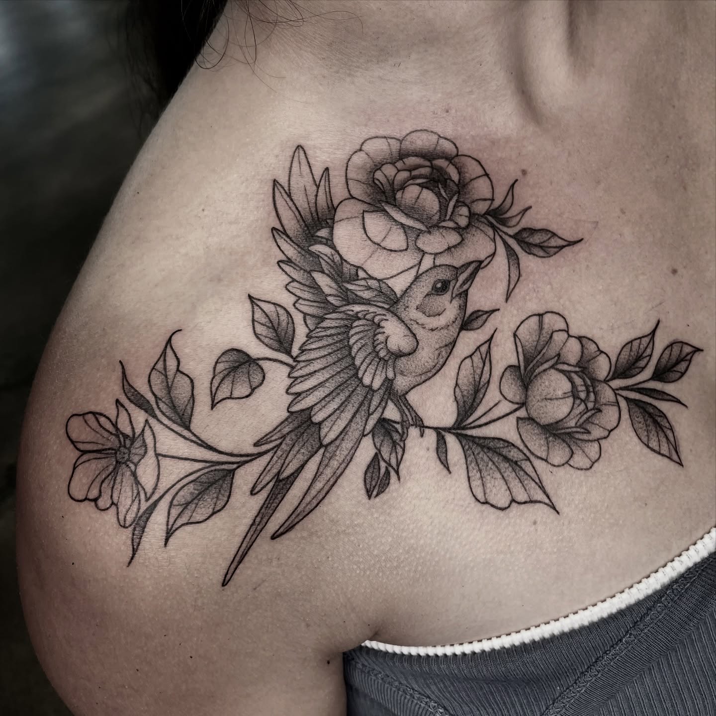 Tattoo by @sillylittleduck — dotwork, black_and_grey
