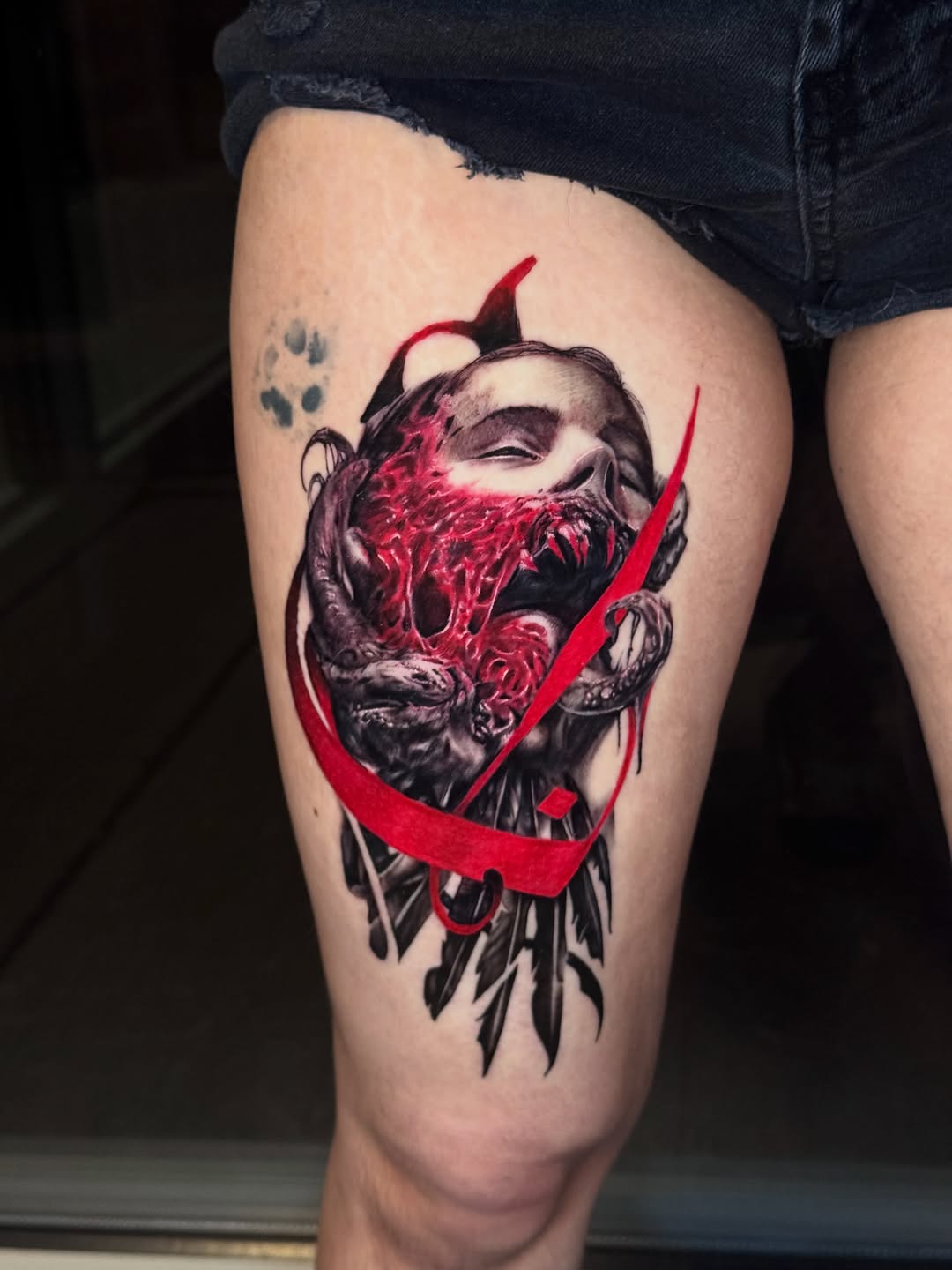 Tattoo by @sideshow_danny — dark_realism, trash_polka