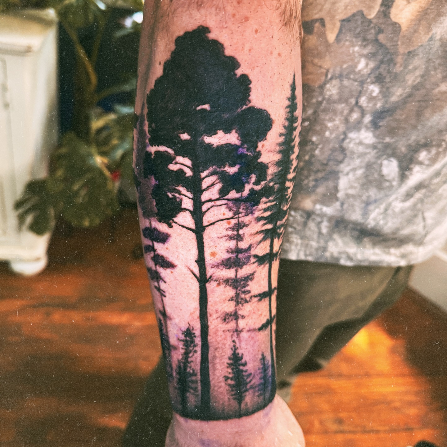 Forest silhouette realism tattoo on the forearm by Eric Burns - NoVA Tattoo Artist