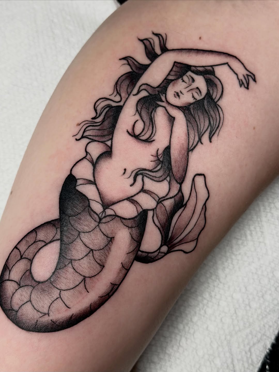 Tattoo by @aprilflowerstattoo โ american_traditional, black_and_grey