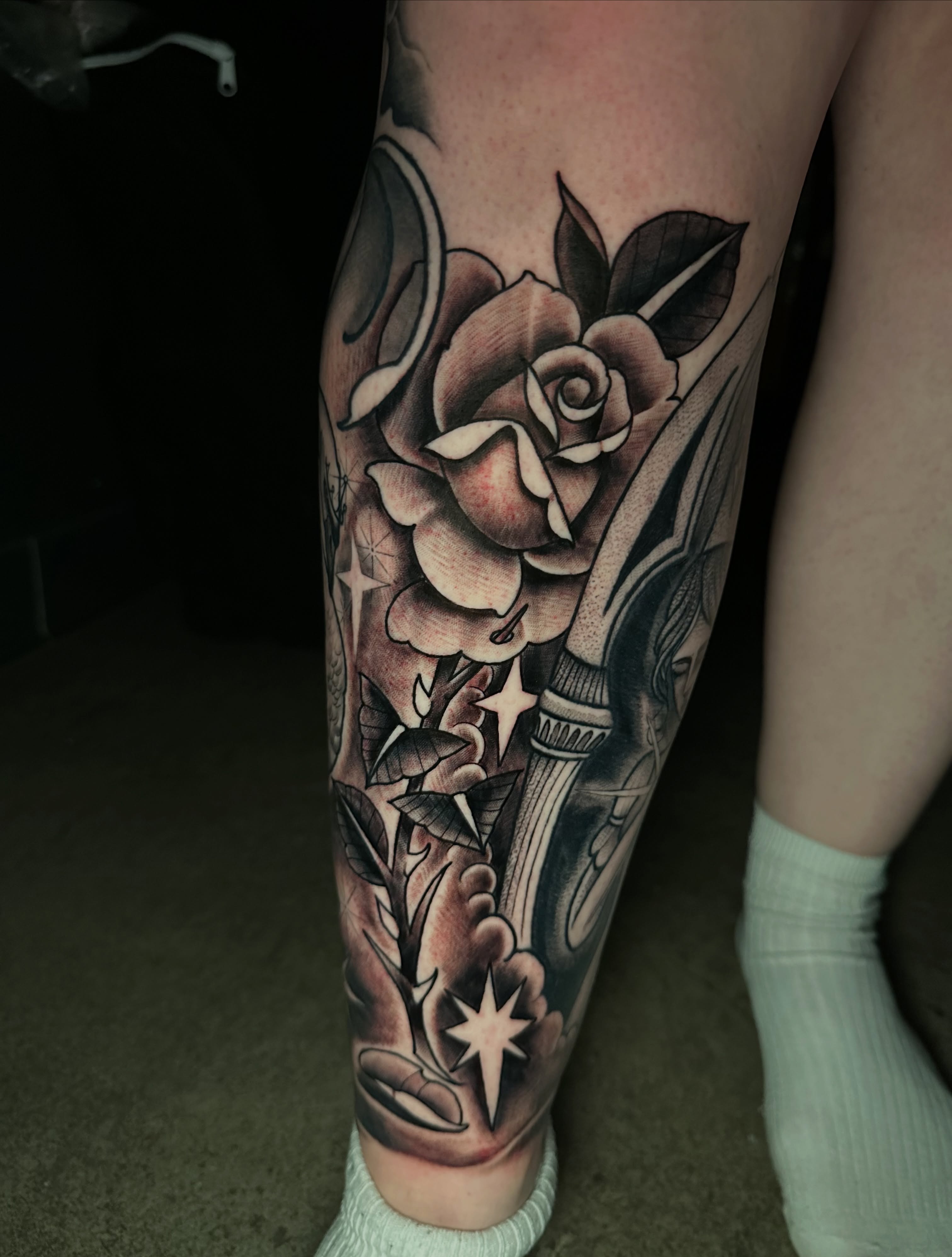 Tattoo by @andyisashark — american_traditional, black_and_grey