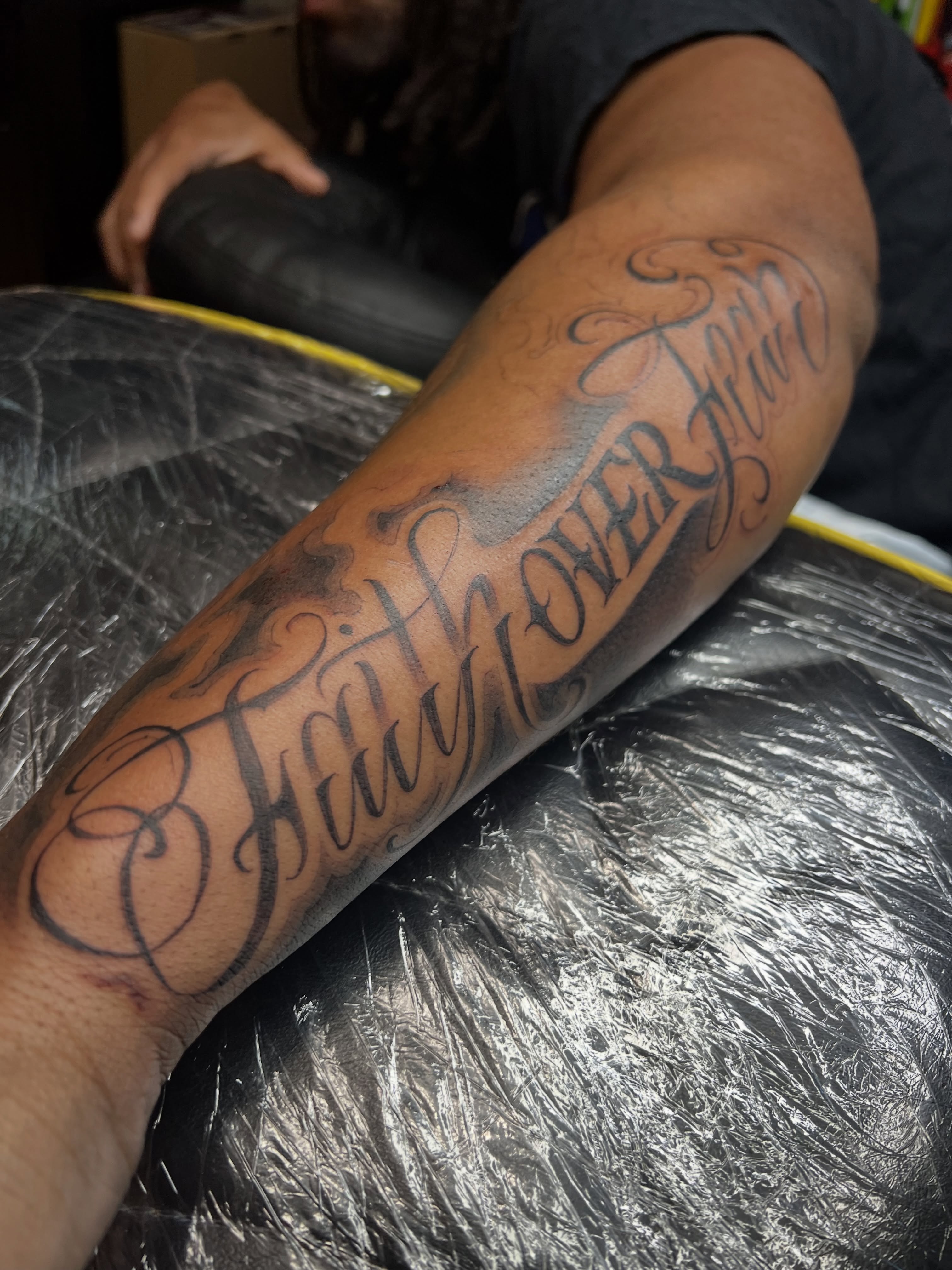 Tattoo by @osopolar_tattoos — lettering_script