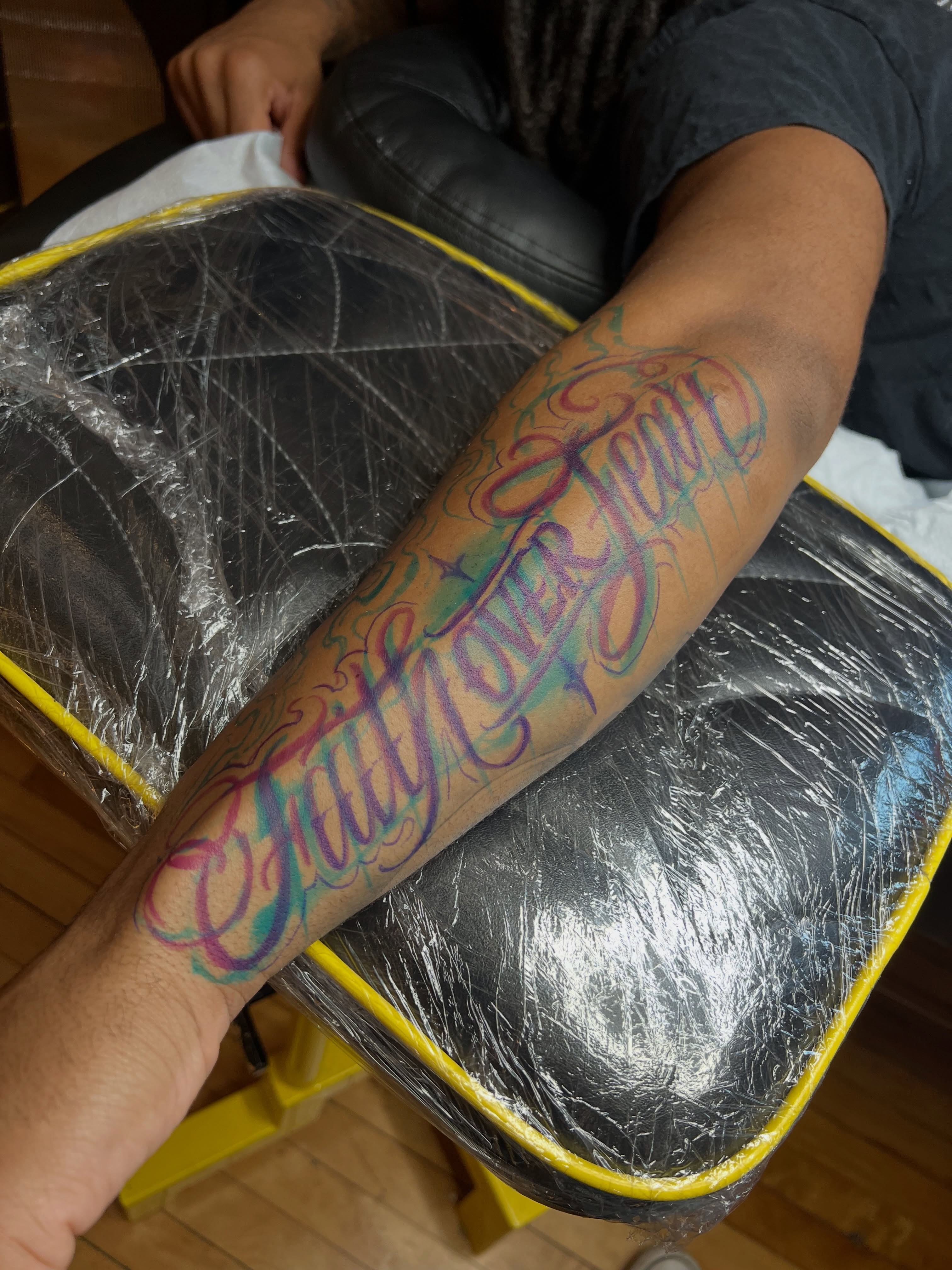 Tattoo by @osopolar_tattoos — lettering_script