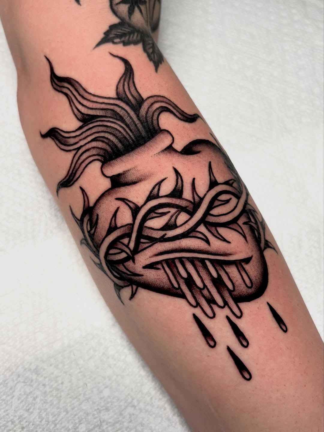 Tattoo by @lallysee — black_and_grey, chicano