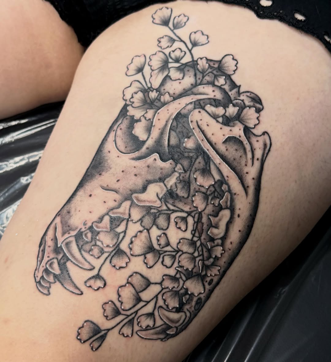 Tattoo by @chameleonart — dotwork, black_and_grey