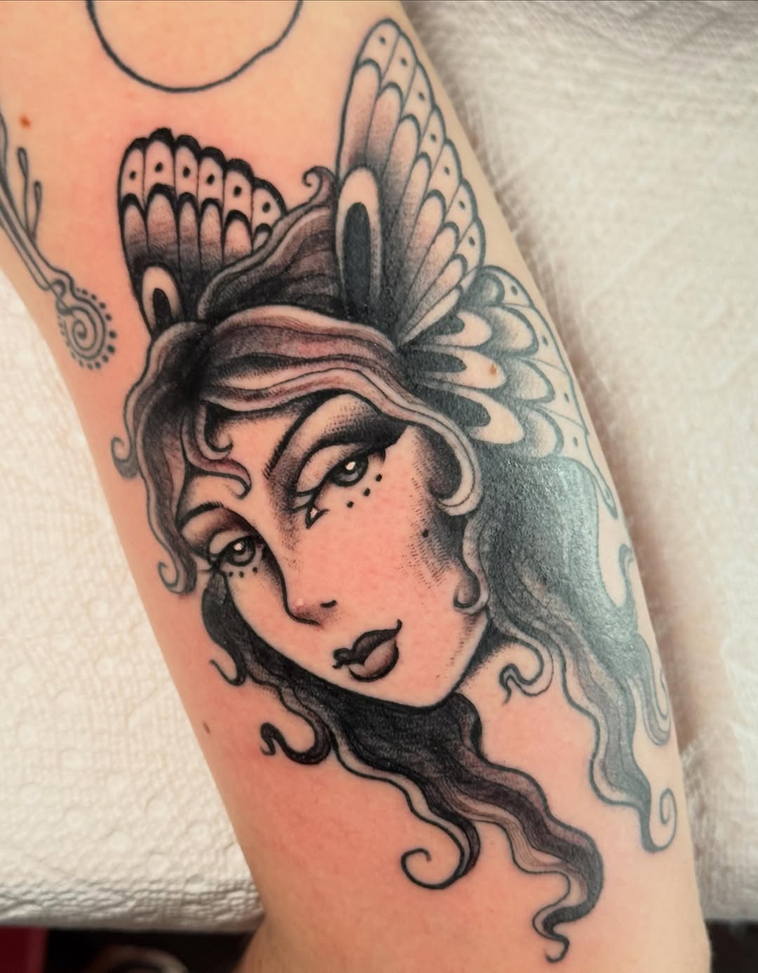 Tattoo by @painted_peach — neo_traditional, black_and_grey