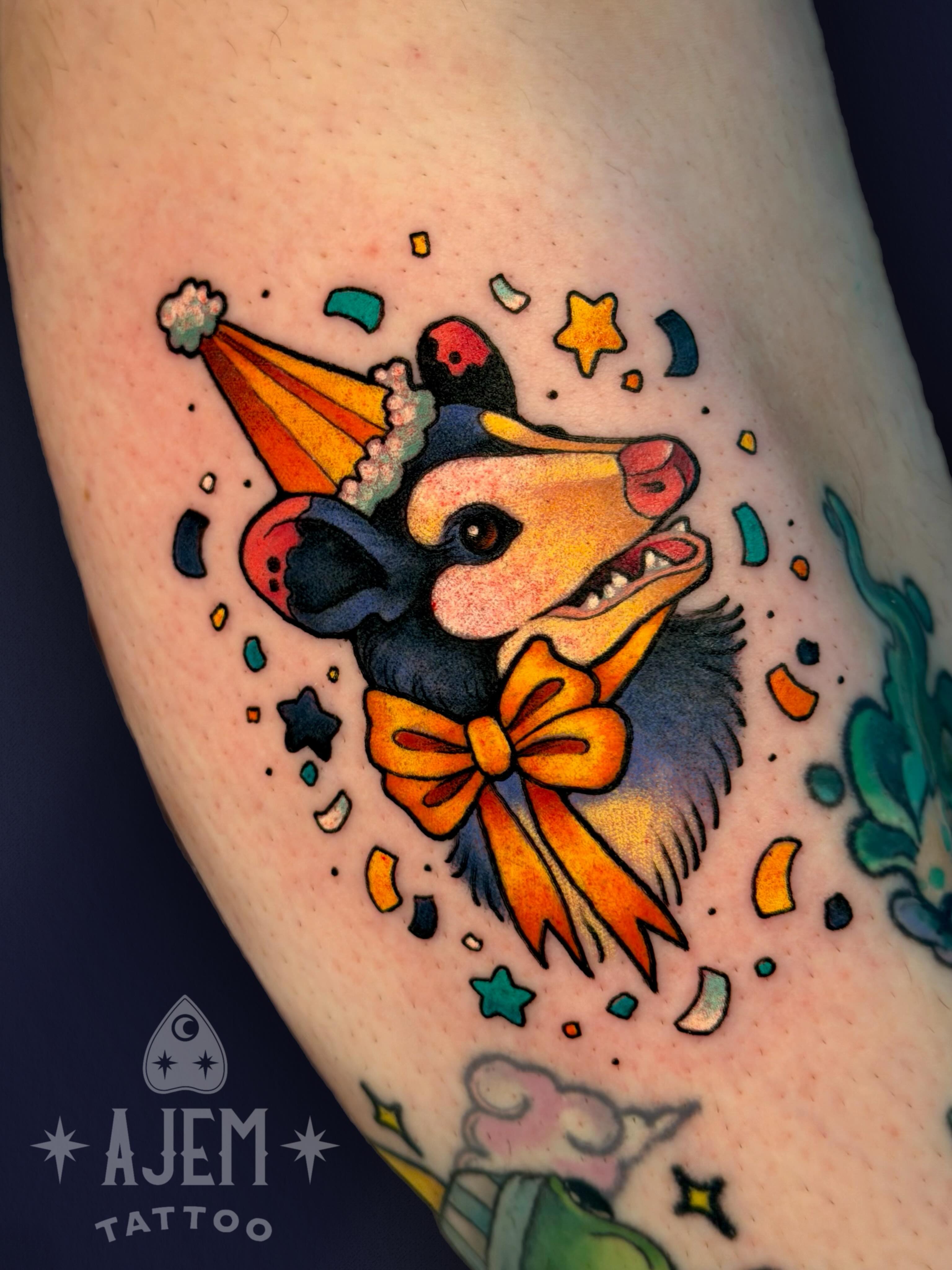 Badger American traditional tattoo on the forearm by Ash MacIsaac