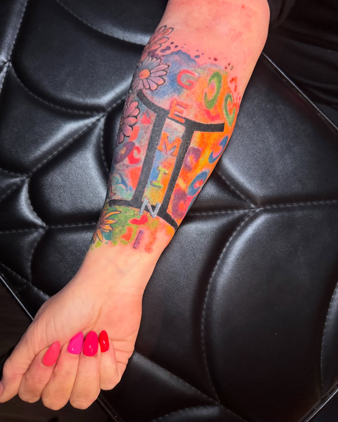 Lettering dotwork tattoo on the forearm by Bob Howdy