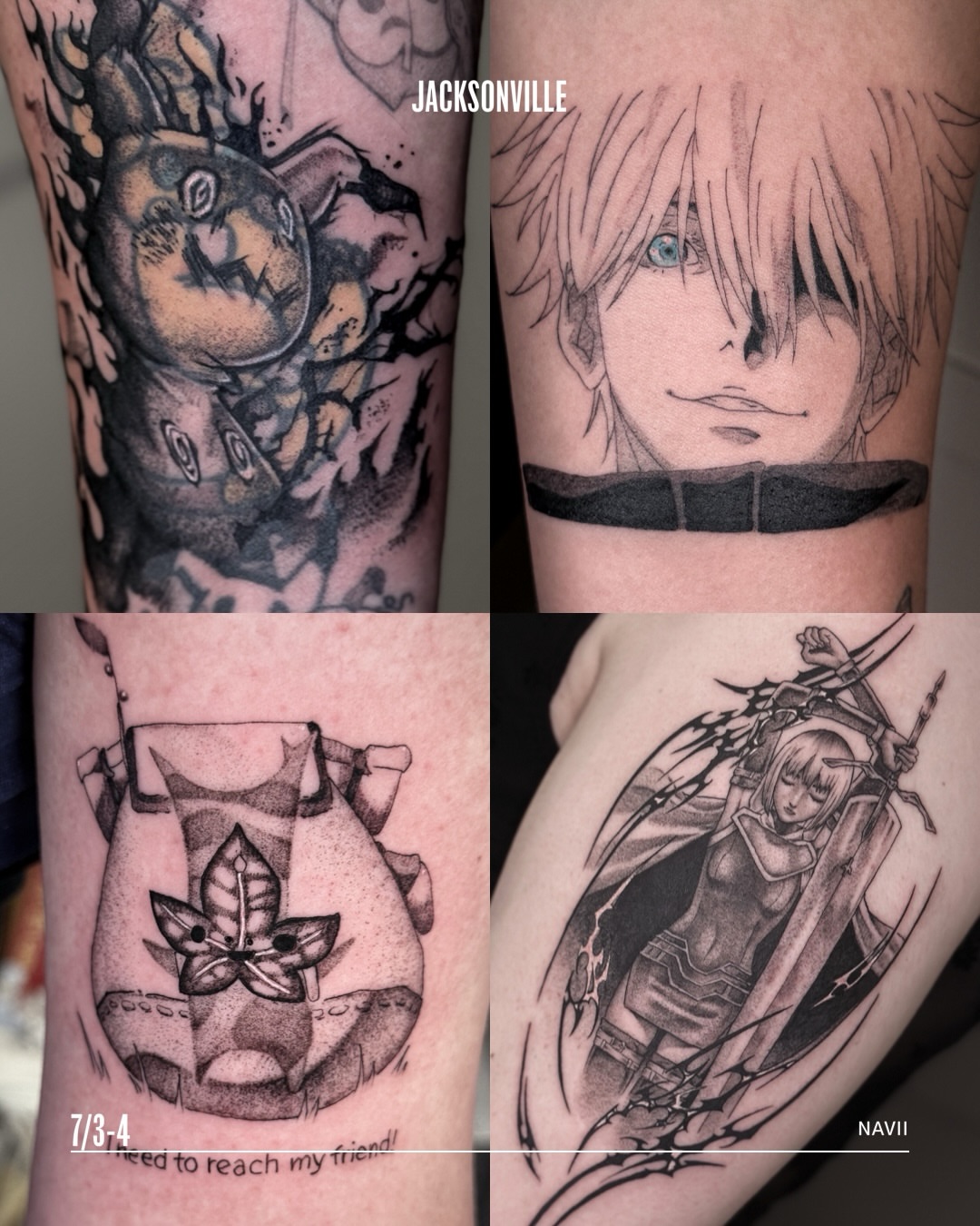 Tattoo by @naviiart โ anime, dotwork