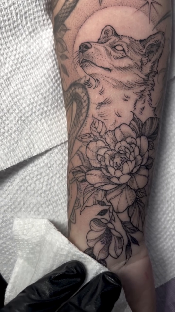Tattoo by @woodrowtattoo — black_and_grey, realism
