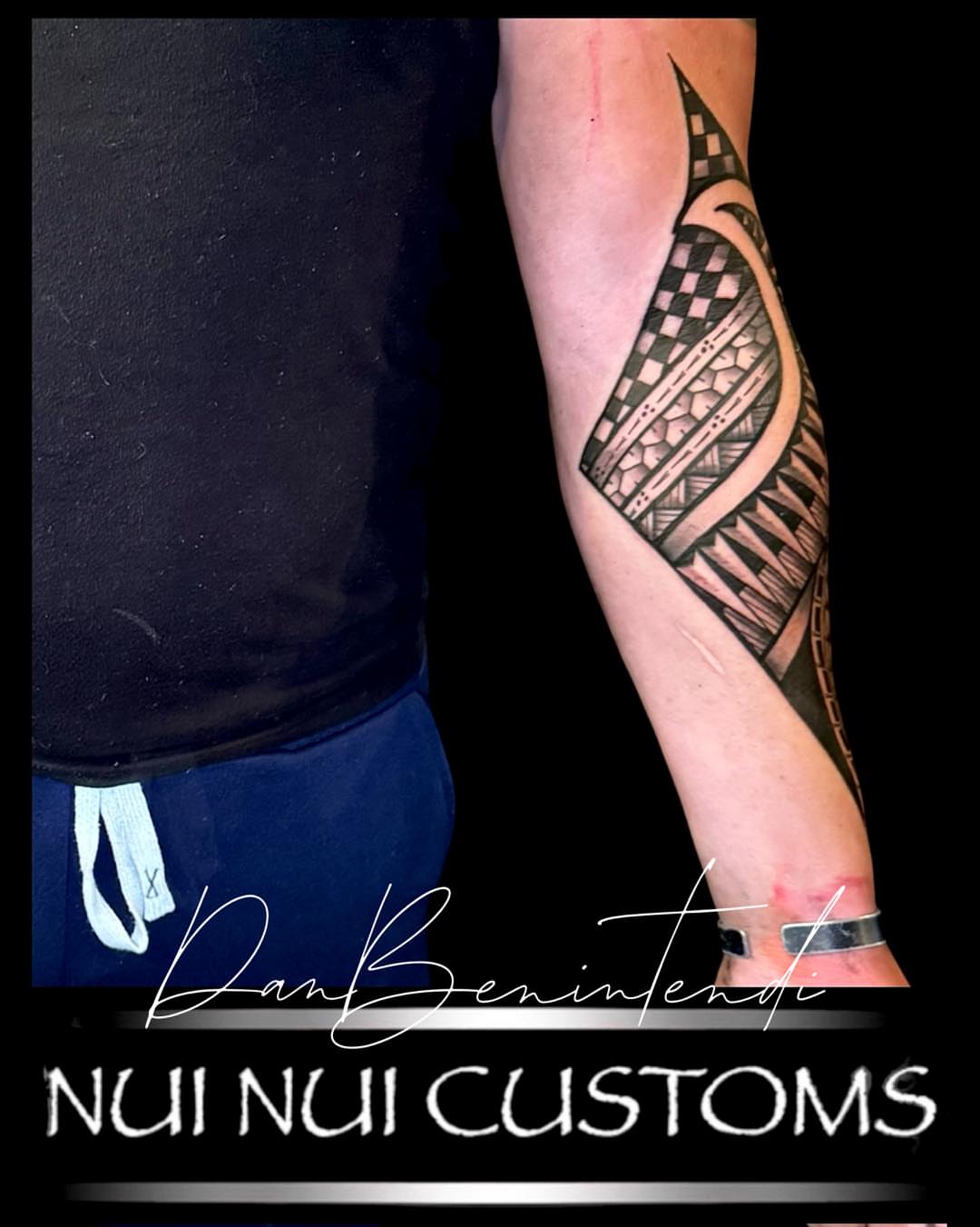 Tribal pattern tribal tattoo on the forearm by Dan Benintendi l Polynesian Tattoo, Fort Worth, Texas