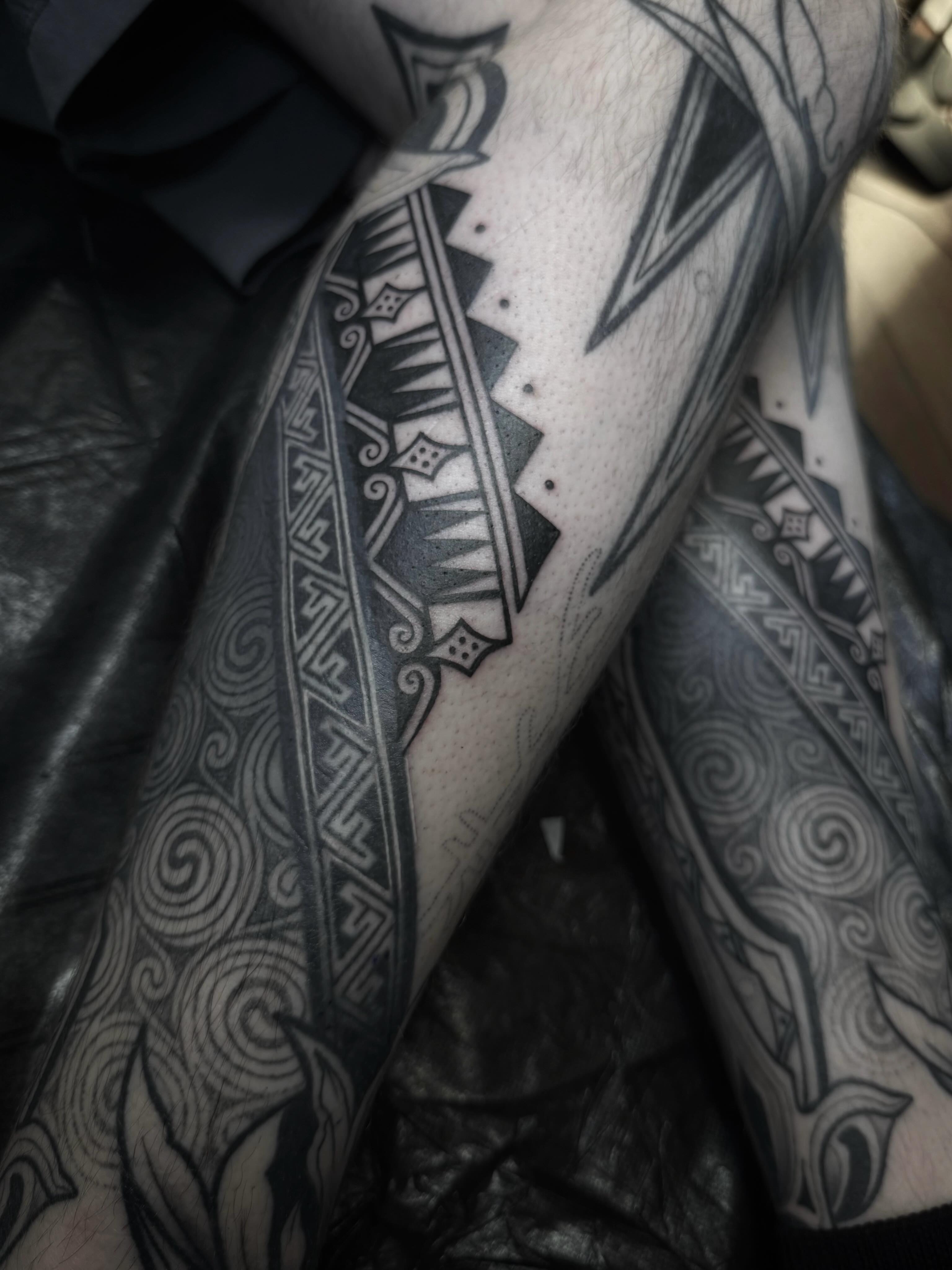 Tattoo by @sanctumsenunatattoo — black_and_grey, geometric