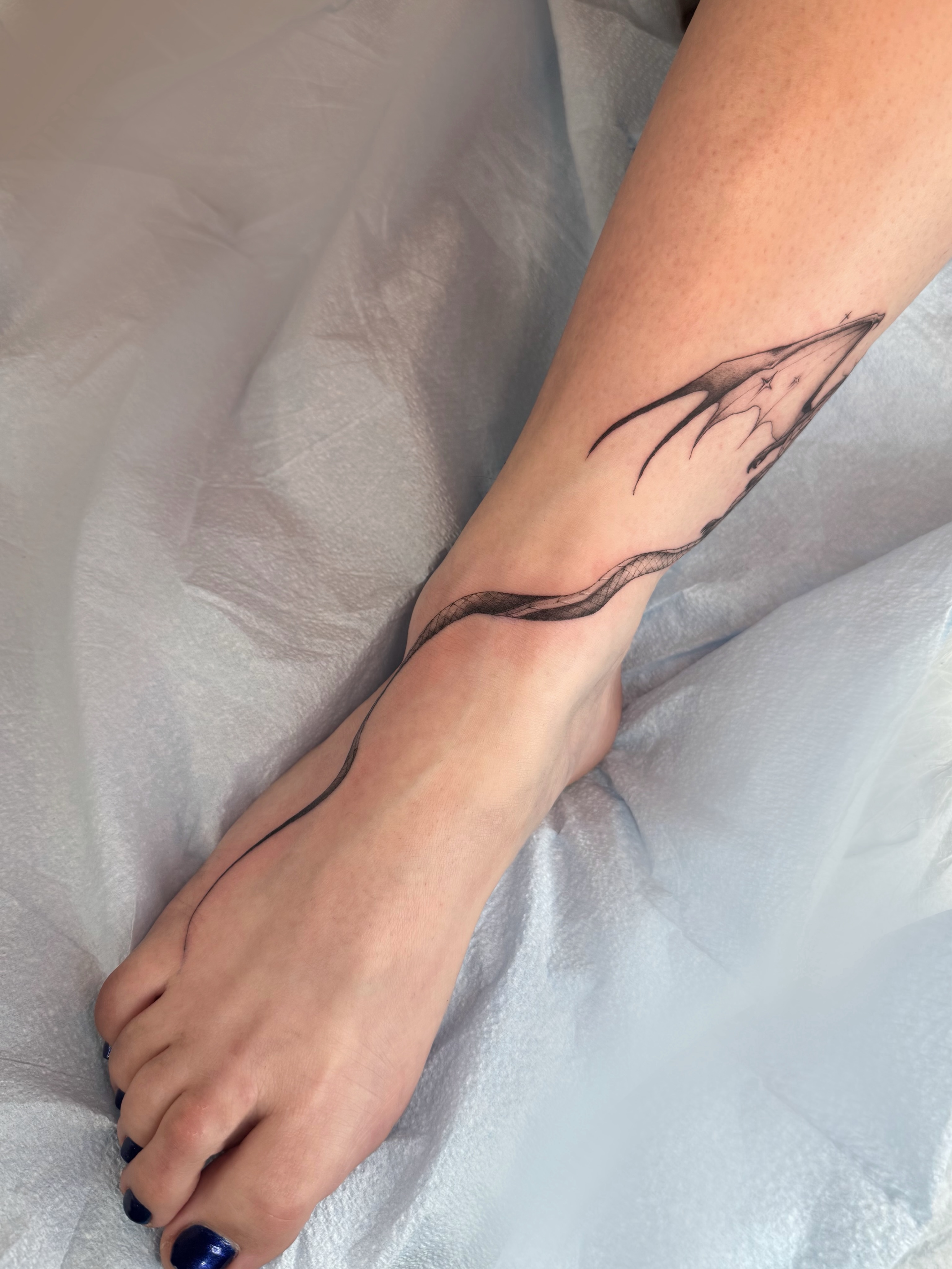 Bird black and grey tattoo on the forearm by ๐๐๐๐๐๐