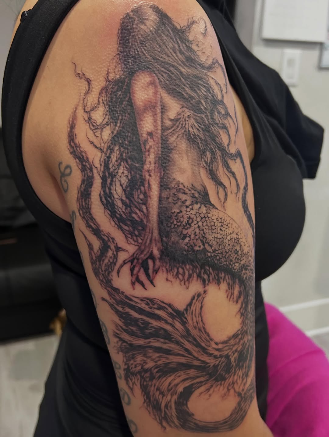 Tattoo by @jbtattooartistry — dark_realism, black_and_grey