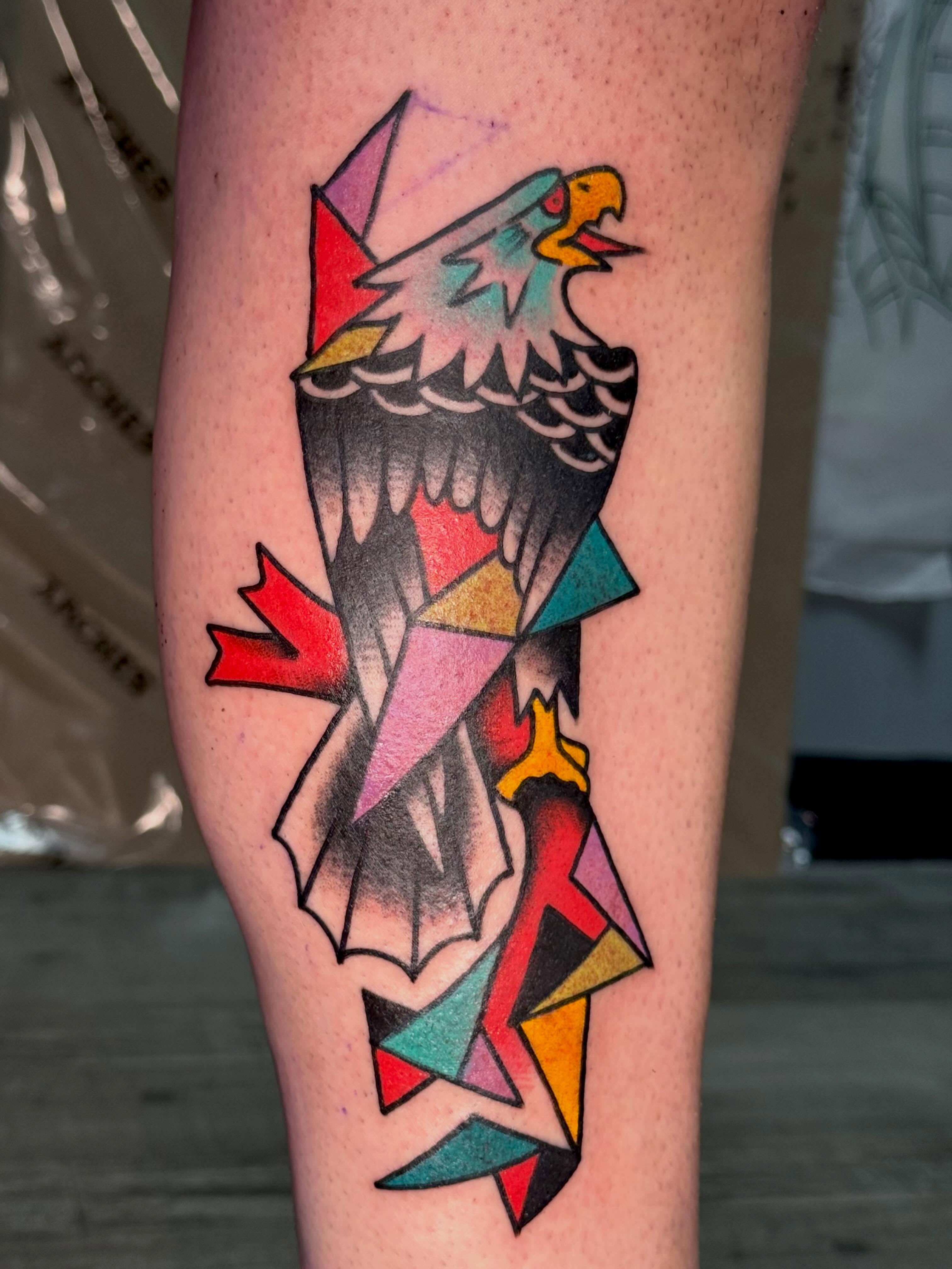 Eagle geometric tattoo on the forearm by KevinBetsch
