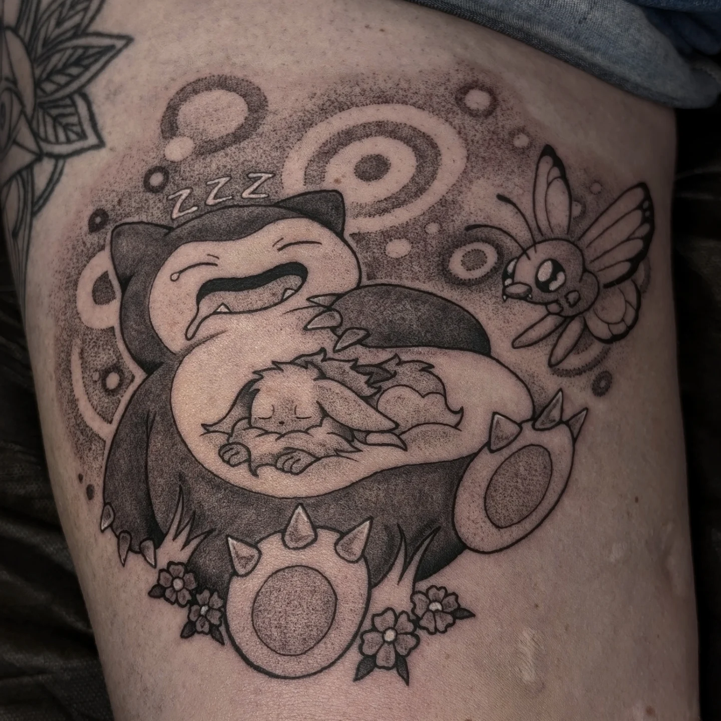 Tattoo by @matchashojo — dotwork, black_and_grey