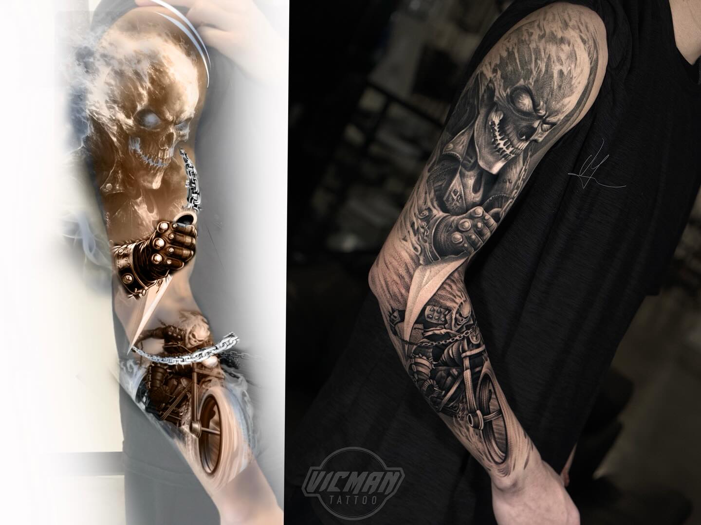 Tattoo by @vicmantattooartist — realism, dark_realism