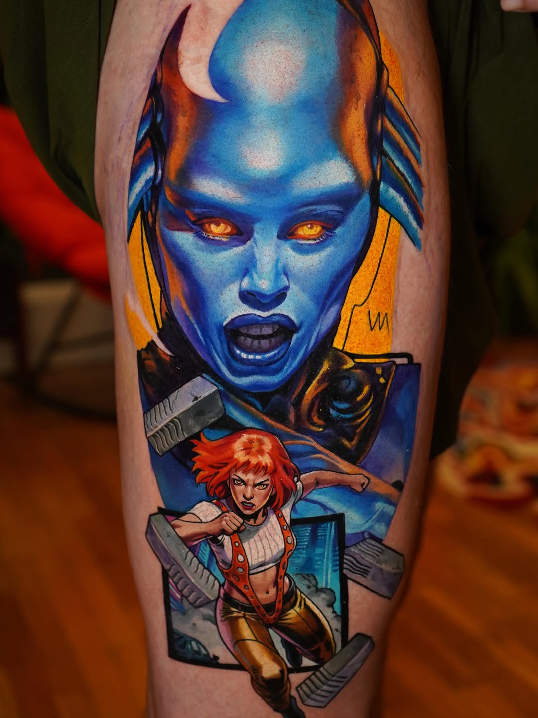 Sci-fi characters tattoo on the forearm by Daria Pirojenko