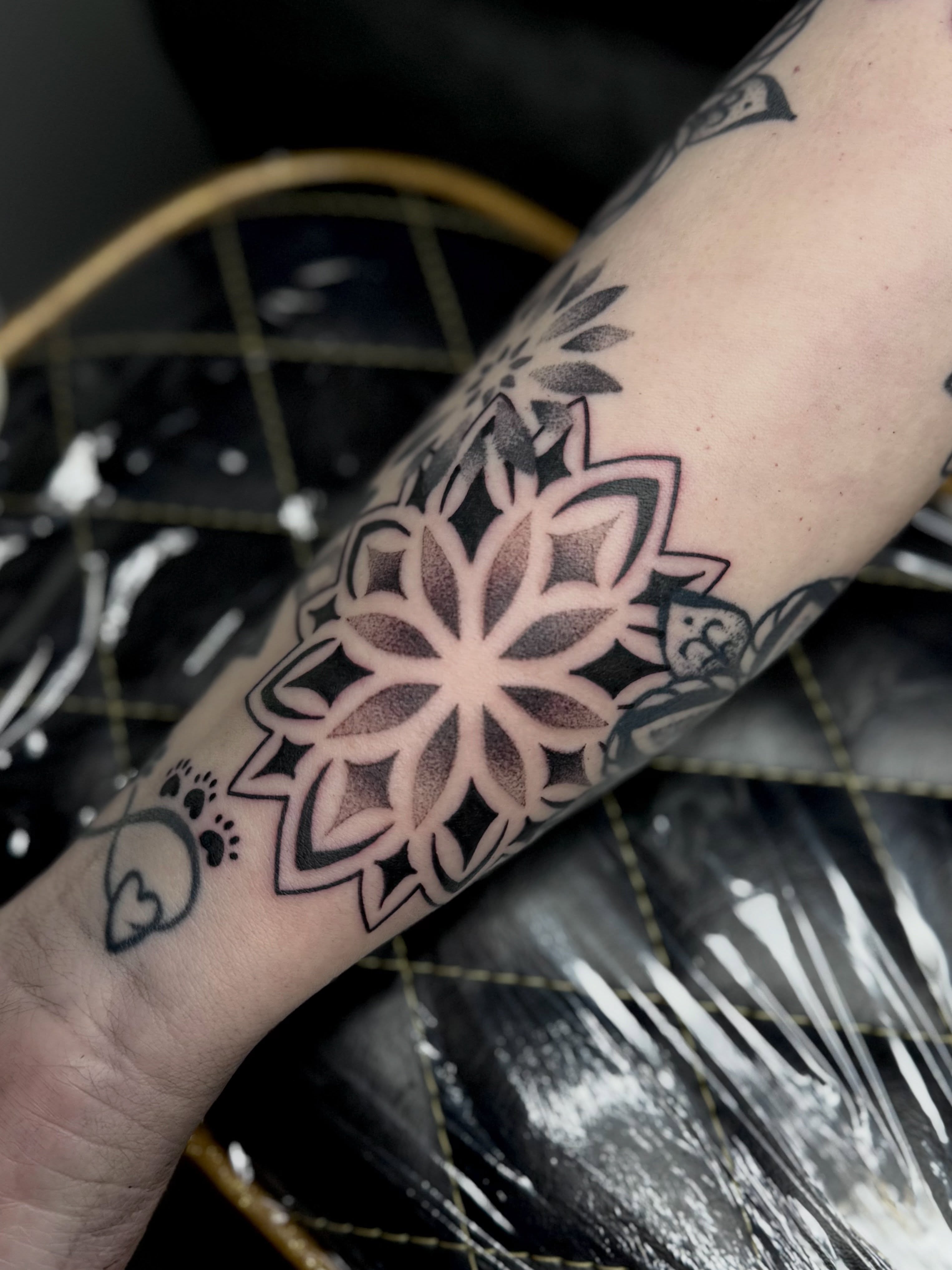 Lotus flower black and grey tattoo on the forearm by ♡ Erika Soya ♡