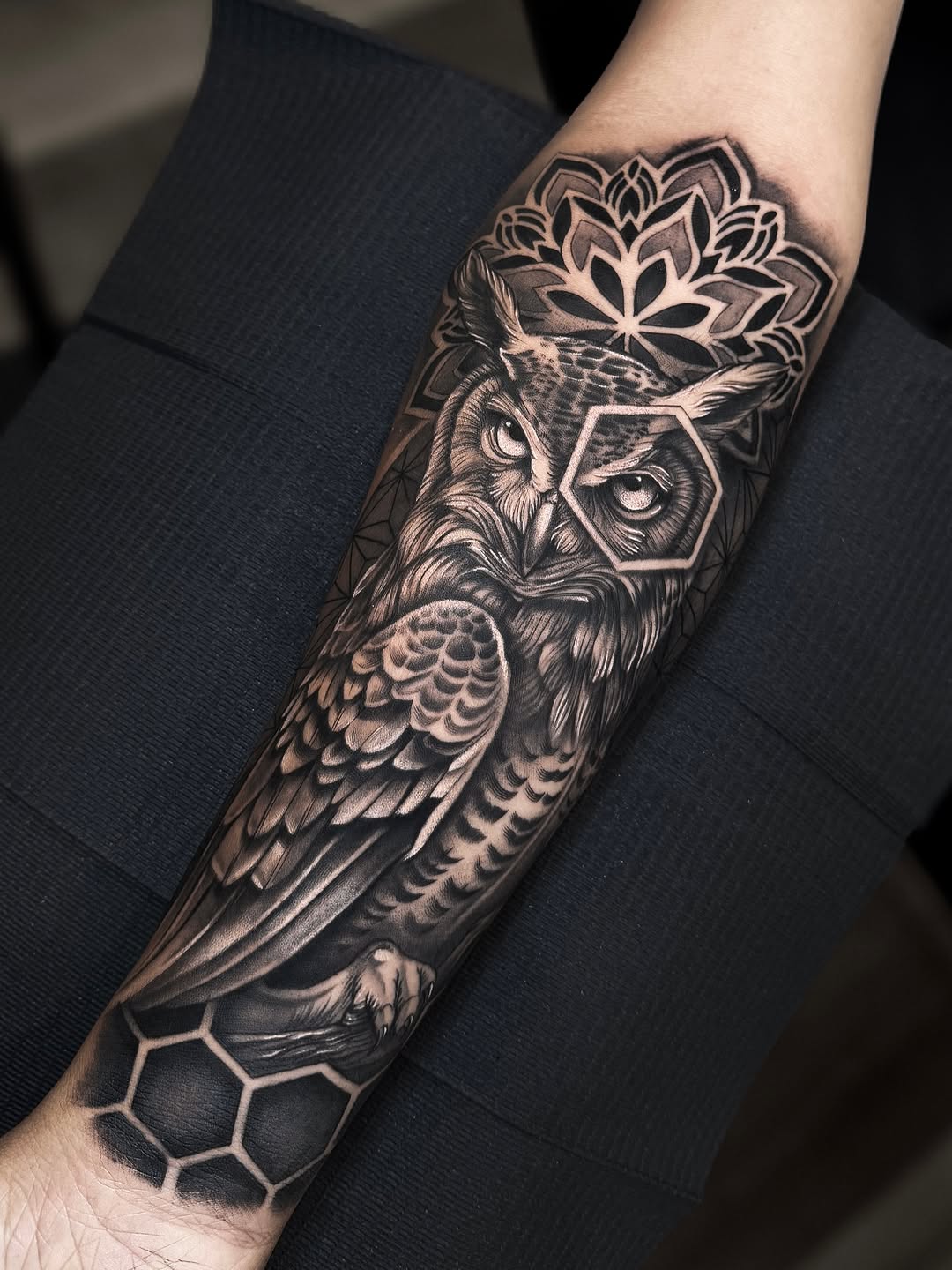 Tattoo by @rinktattoos — realism, geometric