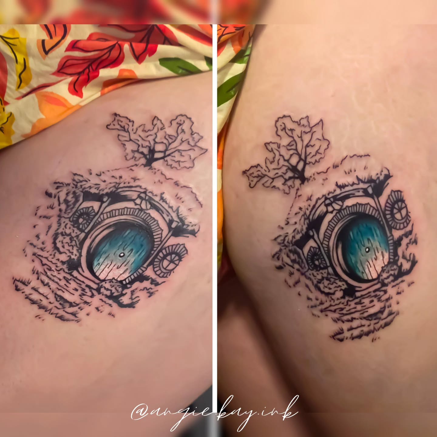 Tattoo by @angie.kay.ink — realism, dotwork