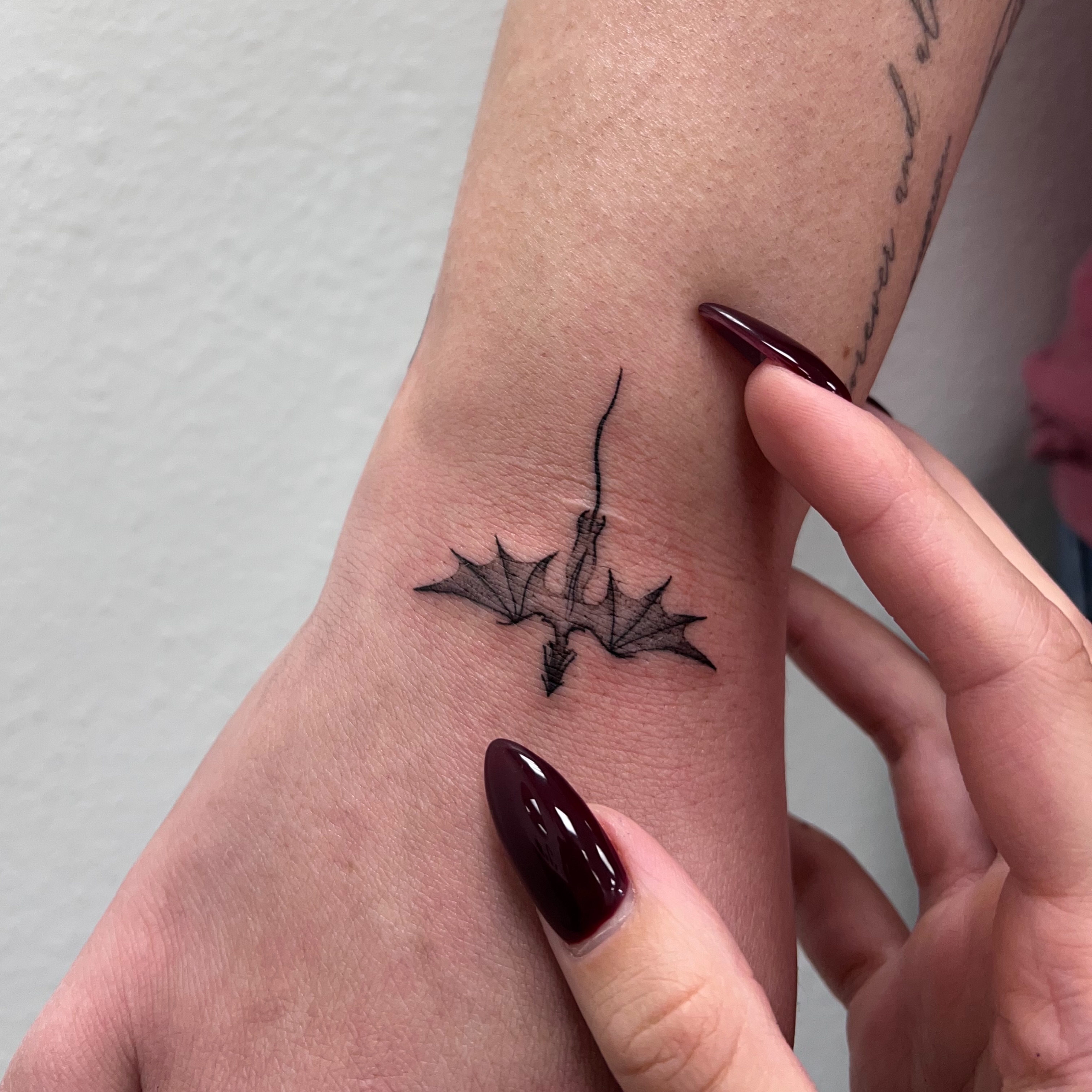 Bat black and grey tattoo on the forearm by Vanessa ♡ UTAH FINE LINE TATTOO + LIP BLUSH