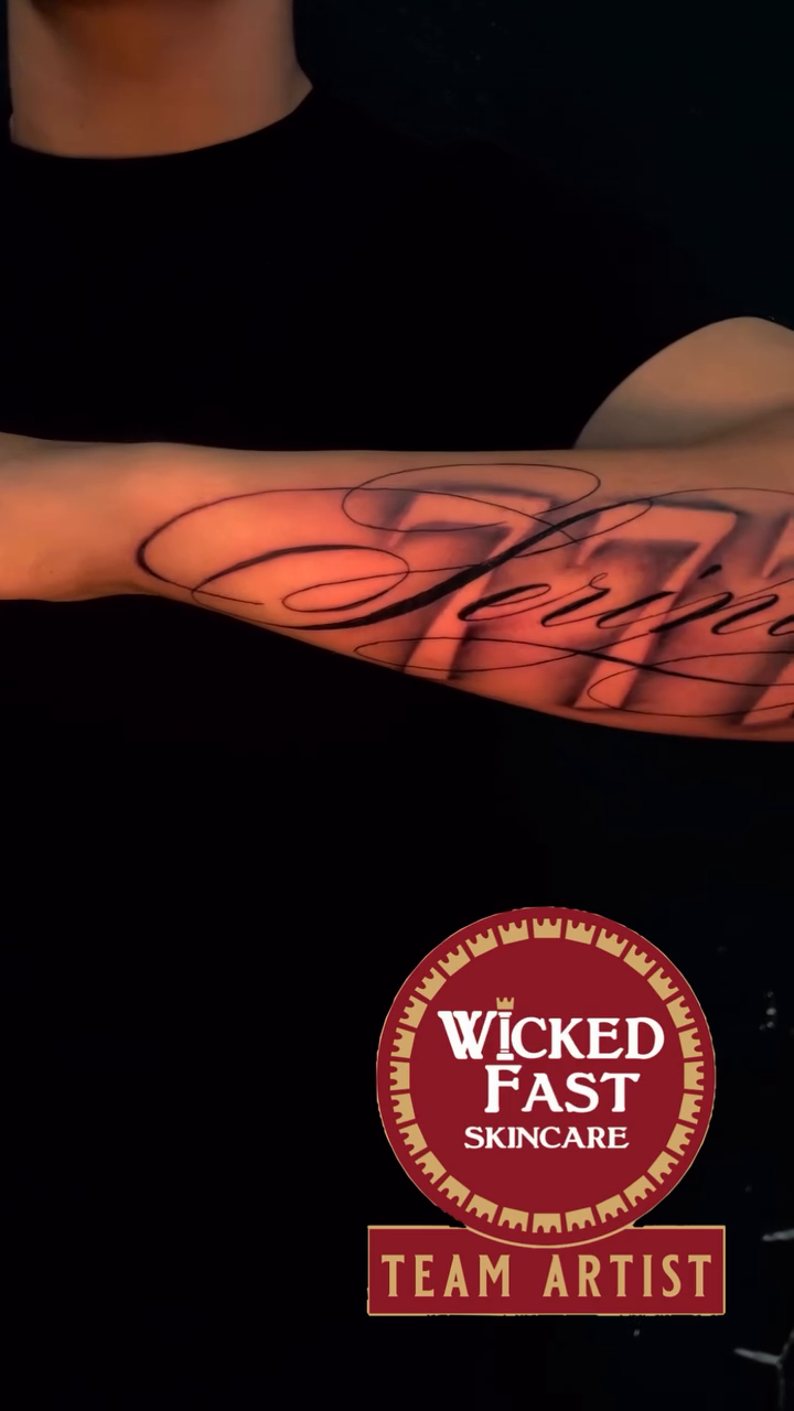 777 lettering script tattoo by Cultura