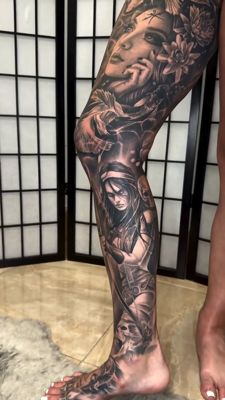 Woman and angel realism tattoo by Anthony Ramirez