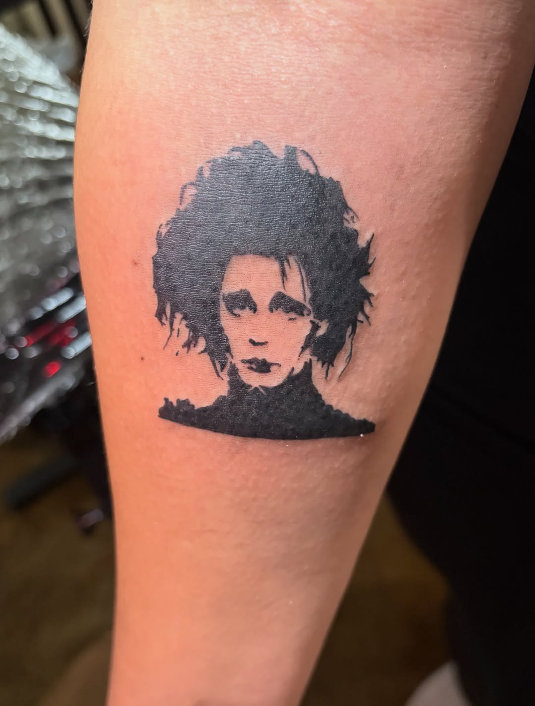 Edward Scissorhands portrait tattoo on the forearm by winrytattoome