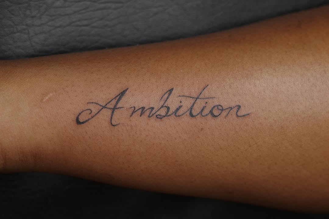 Tattoo by @sequoiarosetattoo — lettering_script, fine_line