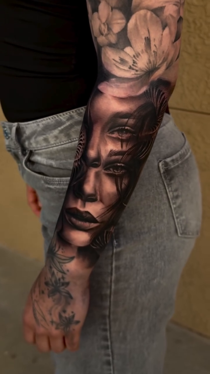 Tattoo by @alinas_tattoos β realism, black_and_grey
