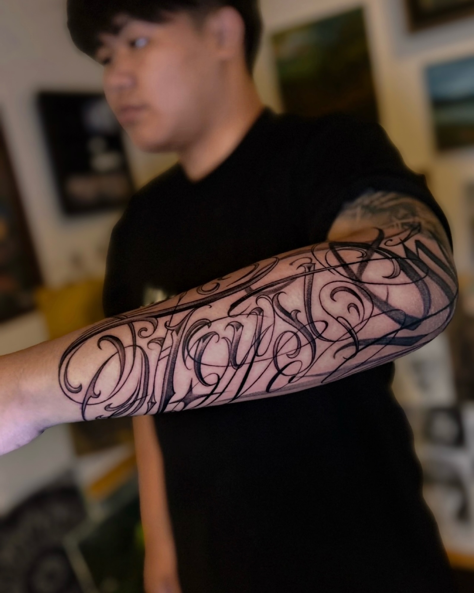 Tattoo by @noir_ink.tattookorat — lettering_script