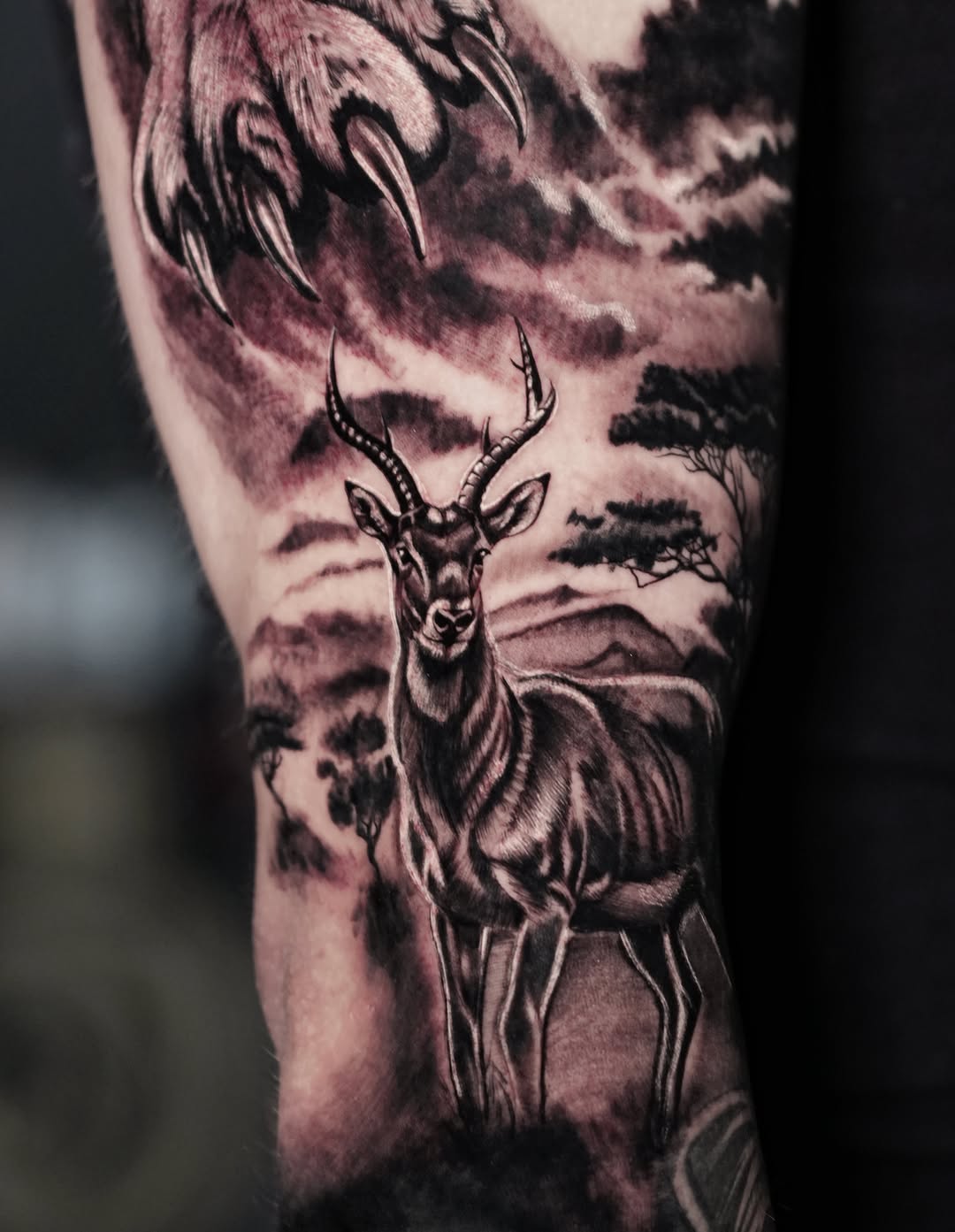 Dark art tattoo on the forearm by Alejo Ibanez Tattoo