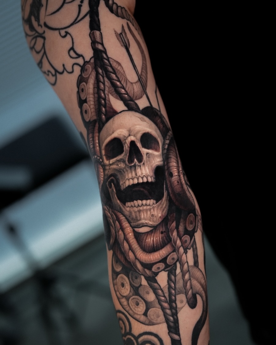 Tattoo by @apso_tattoo — realism, black_and_grey