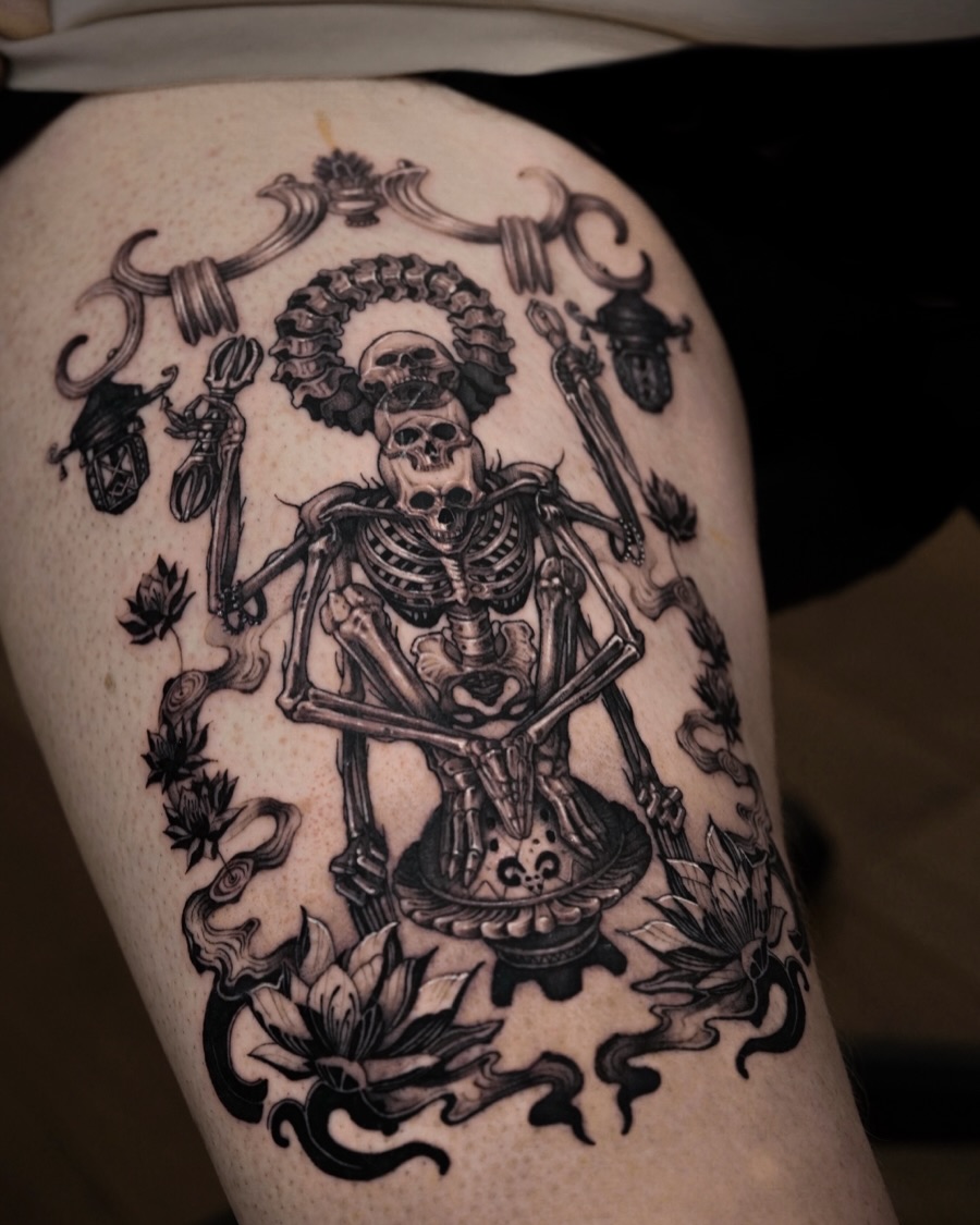 Tattoo by @apso_tattoo — dark_realism, black_and_grey