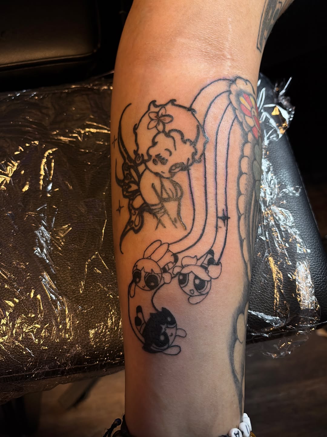 Powerpuff Girls and cherub tattoo on the forearm by Khemar InspiredByLife 🇯🇲