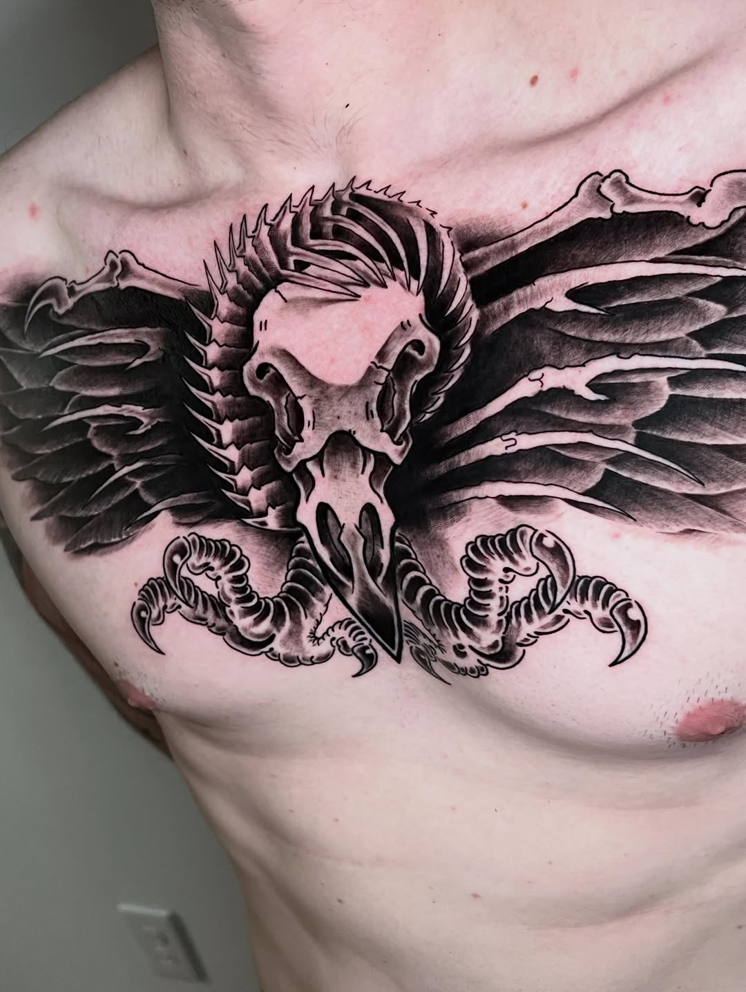 Tattoo by @gameboycolortattoos — black_and_grey, dark_realism