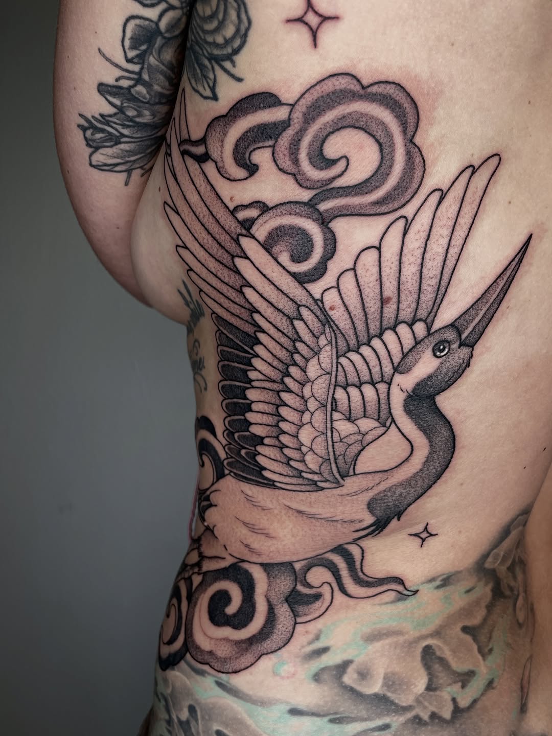 Tattoo by @emilyluxtattoos — japanese_irezumi, black_and_grey