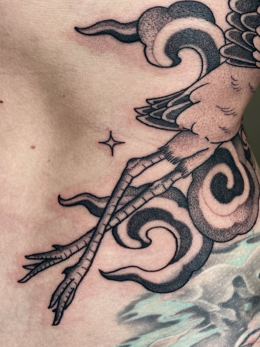 Tattoo by @emilyluxtattoos — japanese_irezumi, black_and_grey
