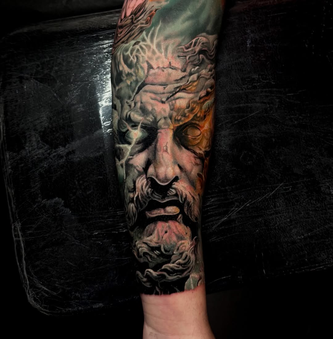 Tattoo by @mattvaught_tattoo — realism, black_and_grey