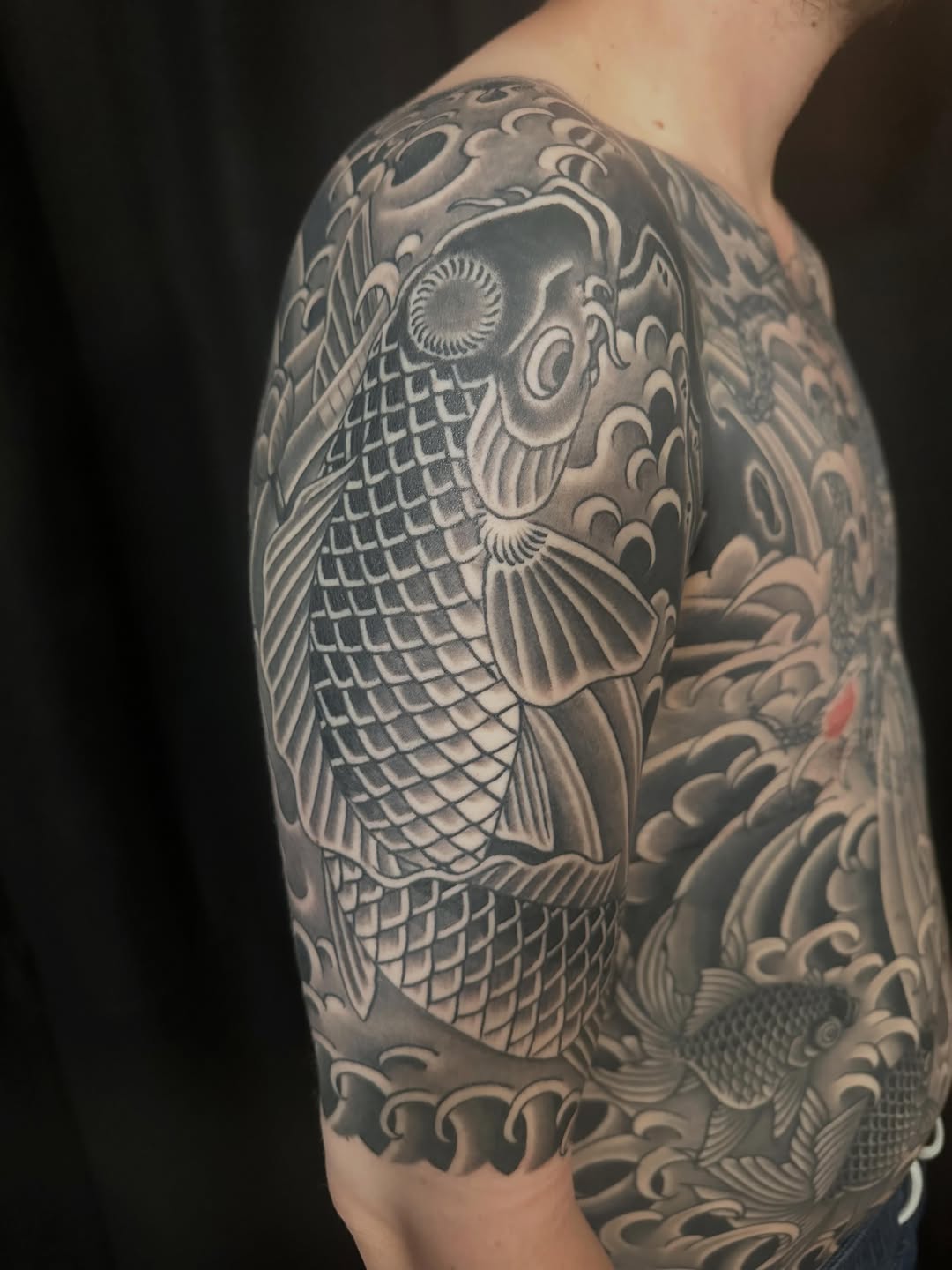 Tattoo by @haleymctattoos — japanese_irezumi, black_and_grey